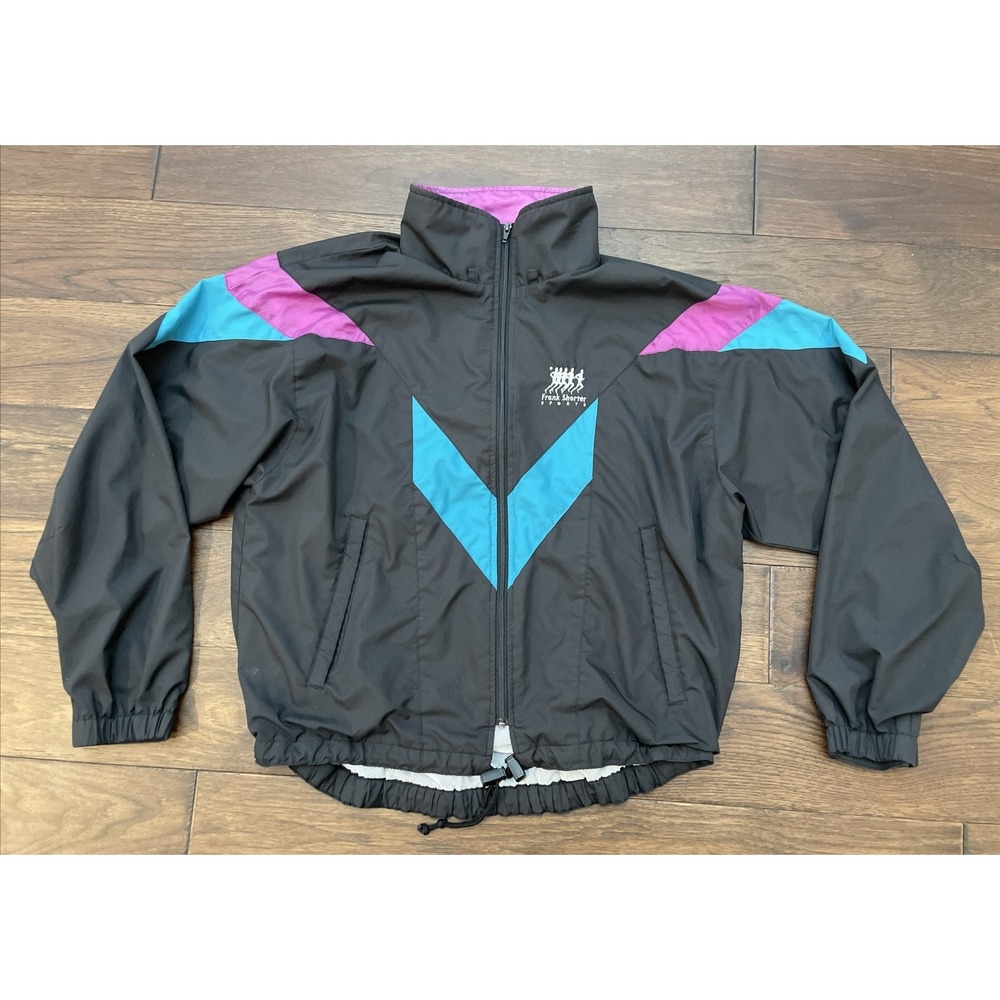 Vintage Frank Shorter Sports‎ Jacket Size Medium Black Outdoor Windbreaker Track